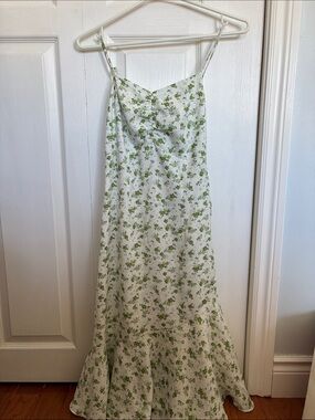 White and Green Floral Slip Dress